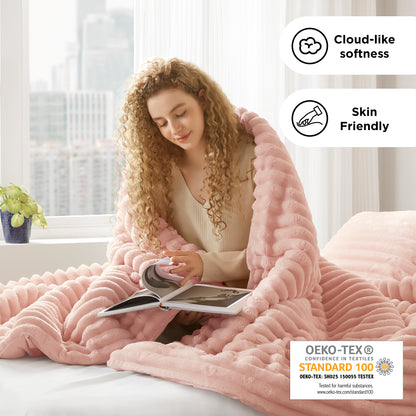 Fluffy Ribbed Plush Comforter Set