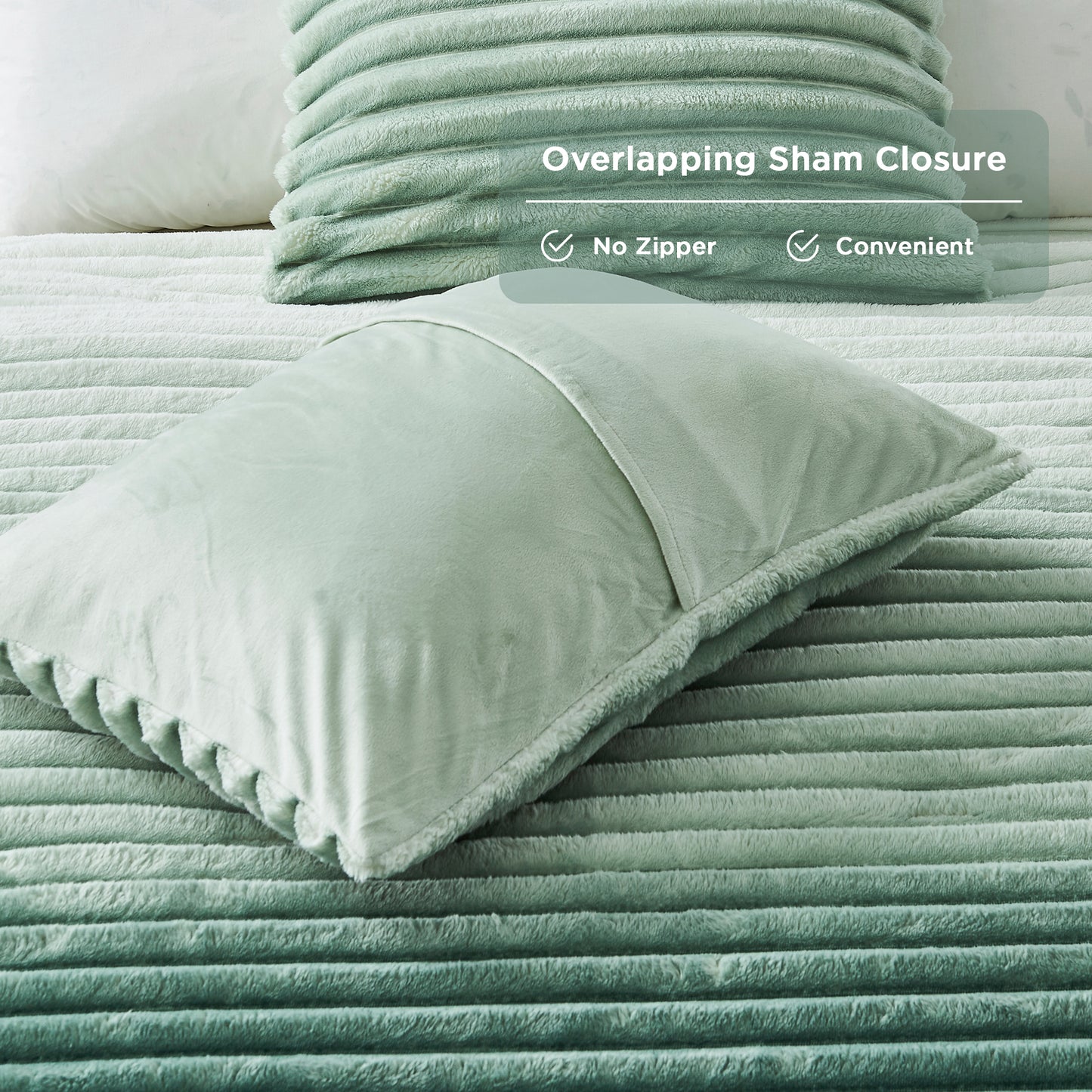 Fluffy Ribbed Plush Comforter Set, Cuddly Bedding Set with Comforter and Shams