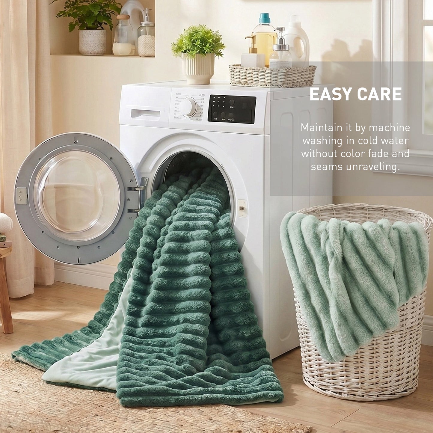 Fluffy Ribbed Plush Comforter Set, Cuddly Bedding Set with Comforter and Shams
