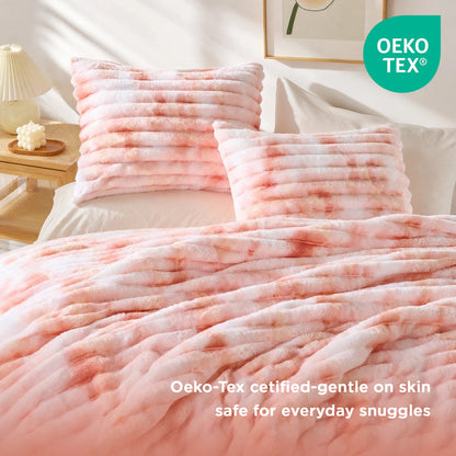 Cord Plush Fluffy Ribbed Comforter Set