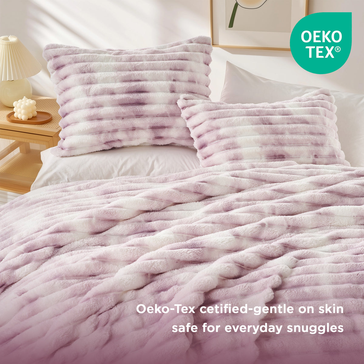 Cord Plush Fluffy Ribbed Comforter Set