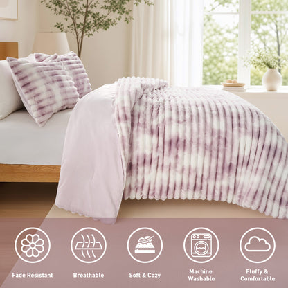Cord Plush Fluffy Ribbed Comforter Set