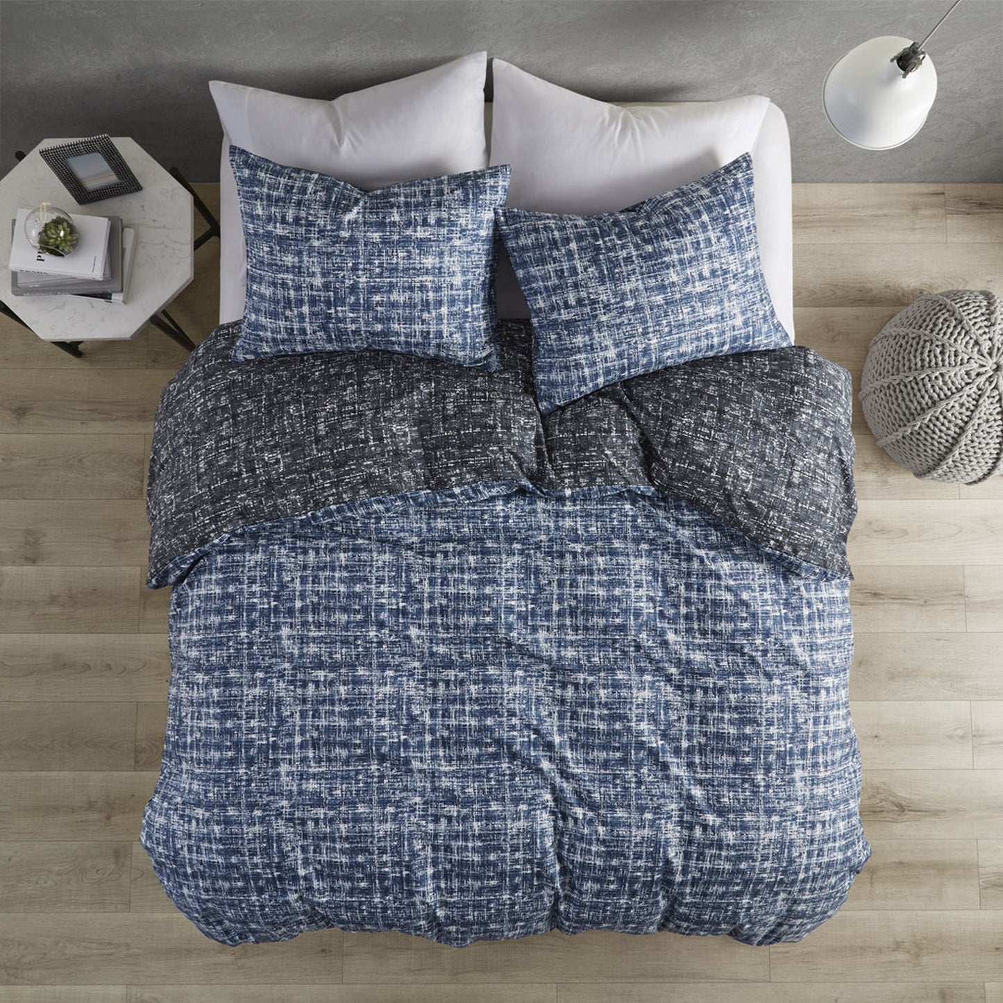 Textured Print Reversible Duvet Cover Set