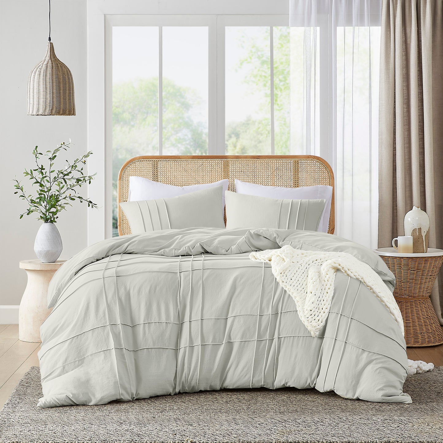 Soft Washed Pleated Duvet Cover Set