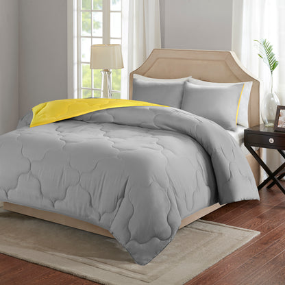 Vixie Reversible Comforter Set - Trendy Casual Geometric Quilted Cover