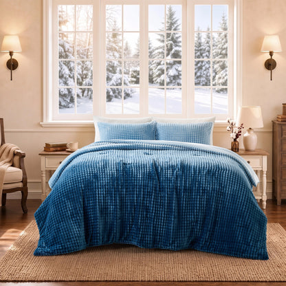 Bubble Plush Fluffy Ombre Comforter Set