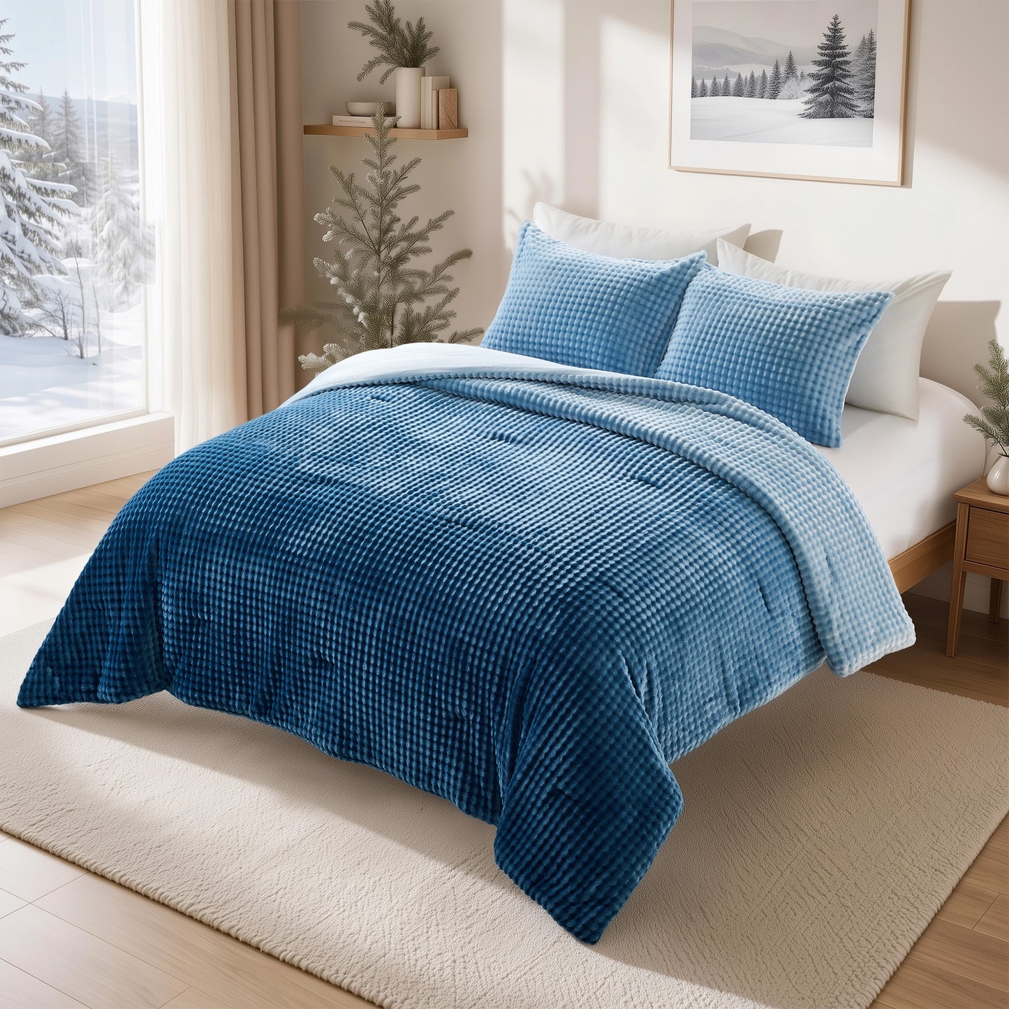 Bubble Plush Fluffy Ombre Comforter Set