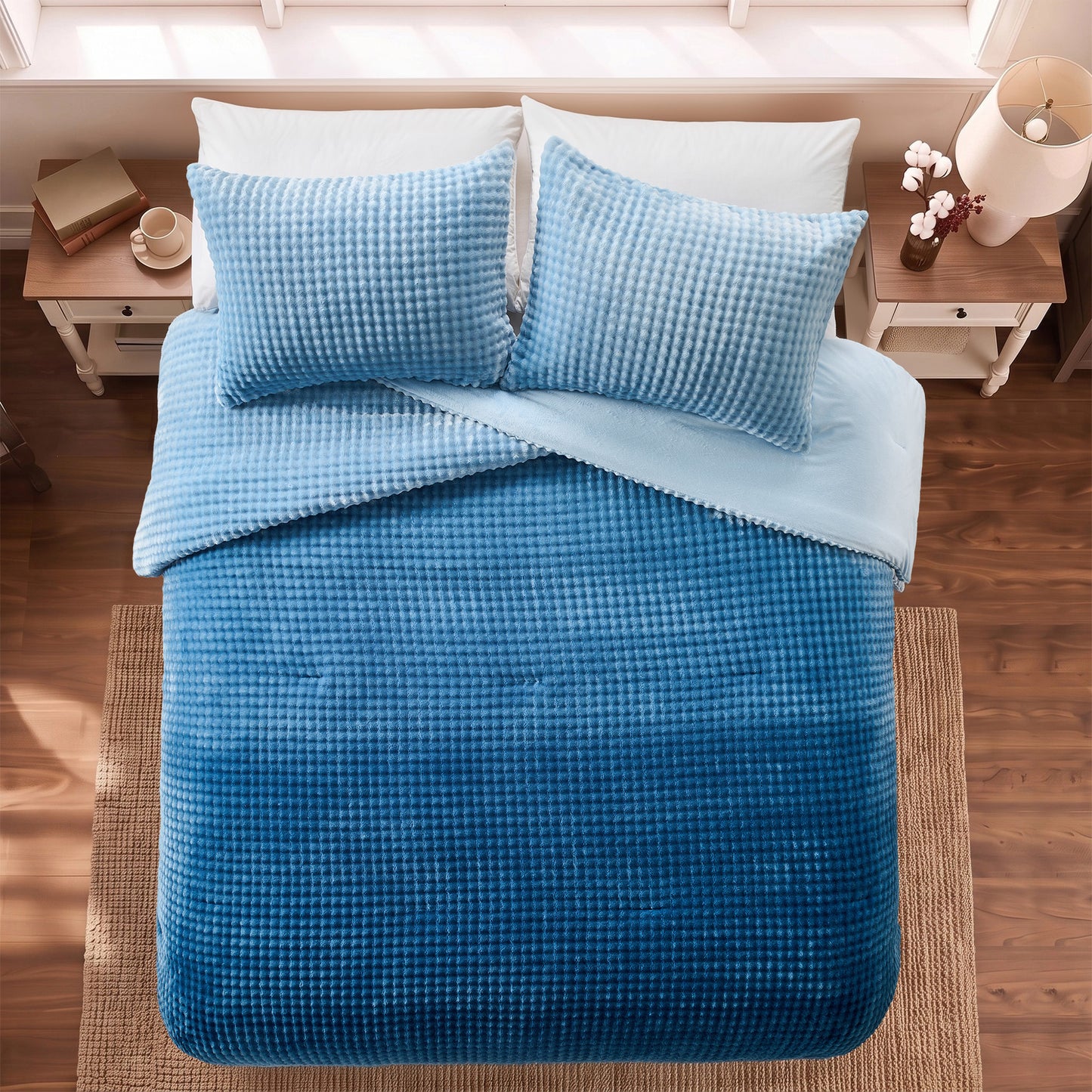 Bubble Plush Fluffy Ombre Comforter Set