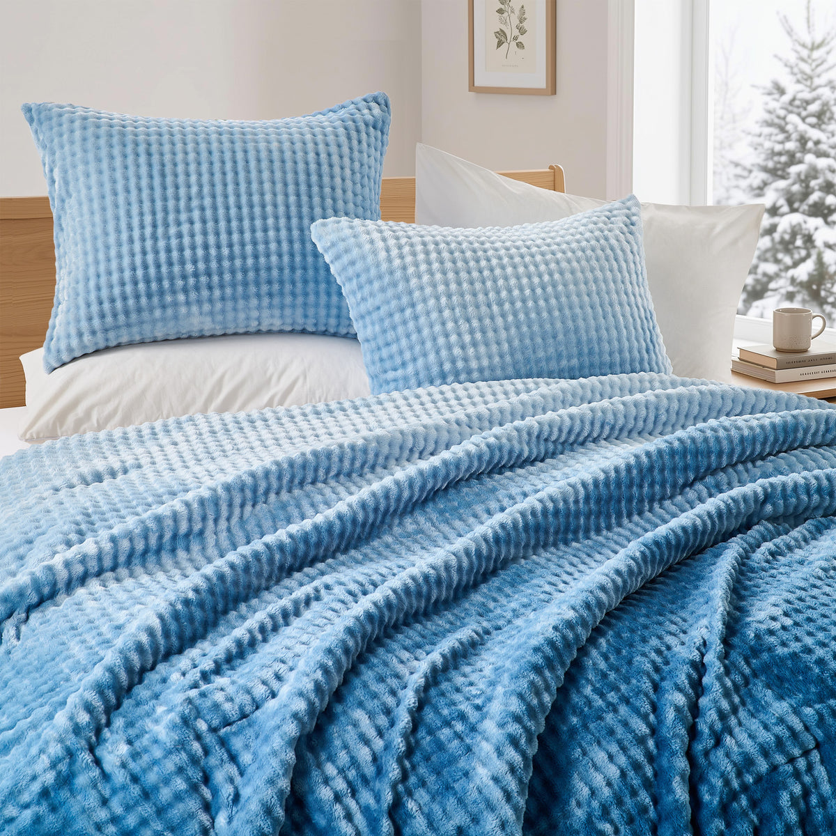 Bubble Plush Fluffy Ombre Comforter Set