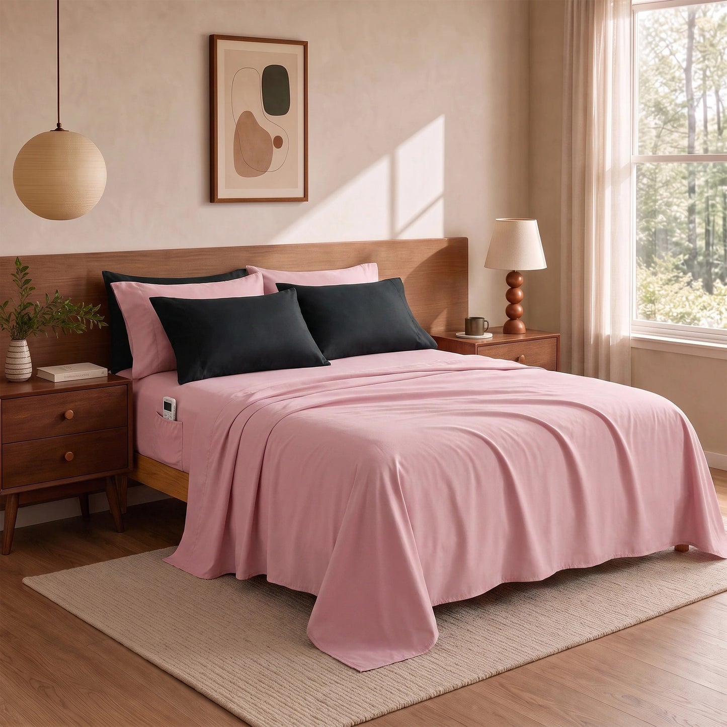 Black Floral Velvet Bed-in-a-Bag, 10-Piece Reversible Bedding Set, Comforter with Sheet Set