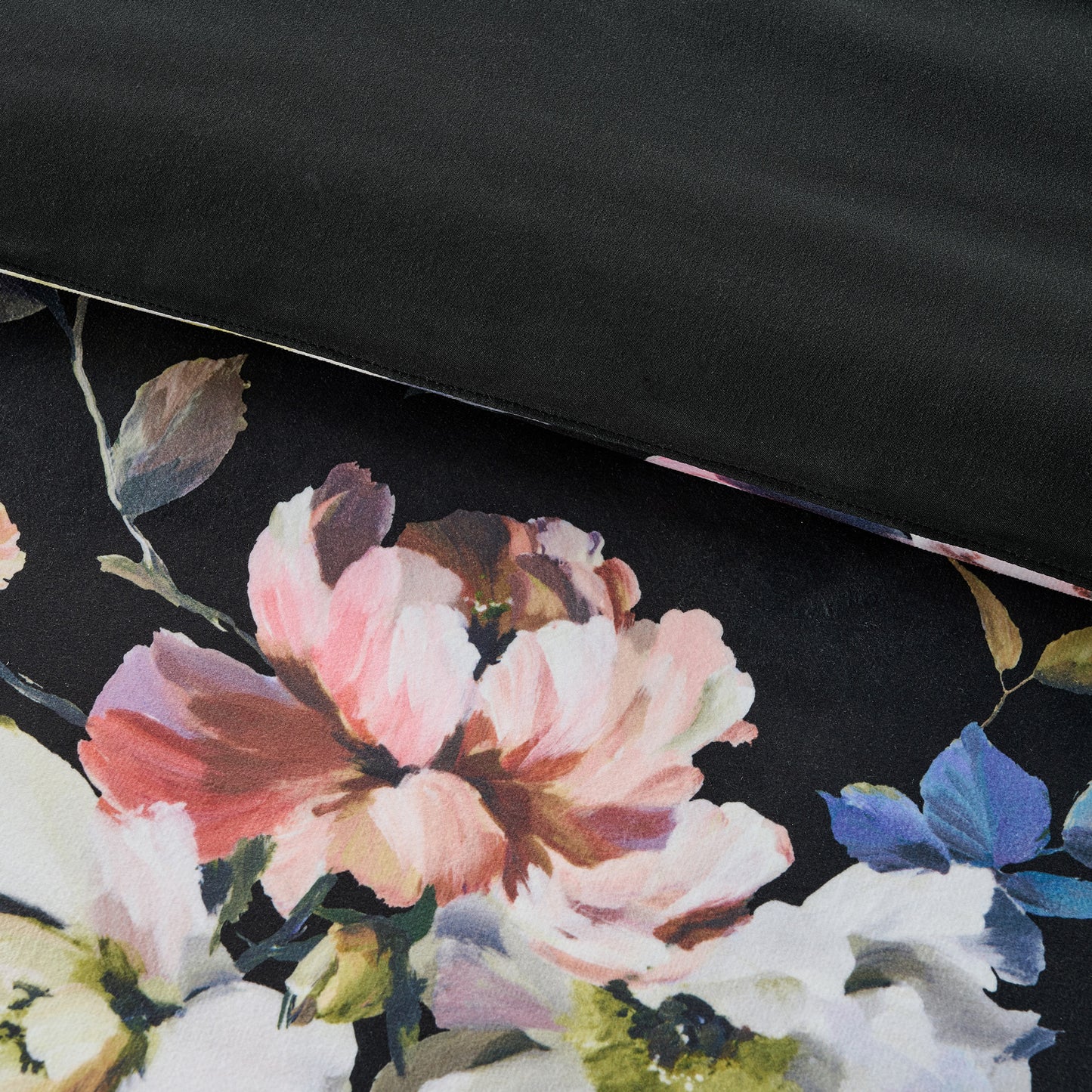 Black Floral Velvet Bed-in-a-Bag, 10-Piece Reversible Bedding Set, Comforter with Sheet Set