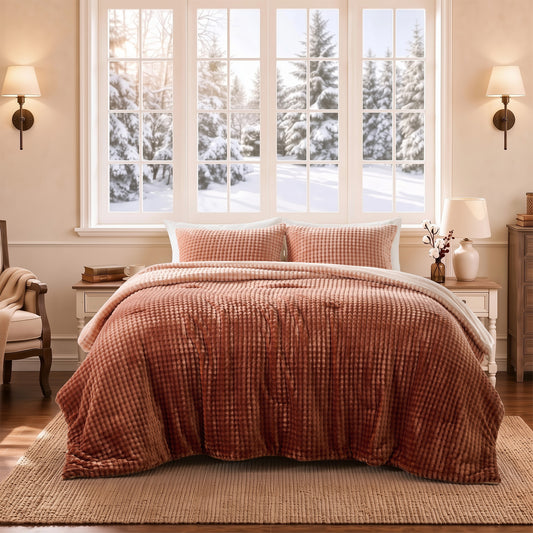 Bubble Plush Fluffy Ombre Comforter Set