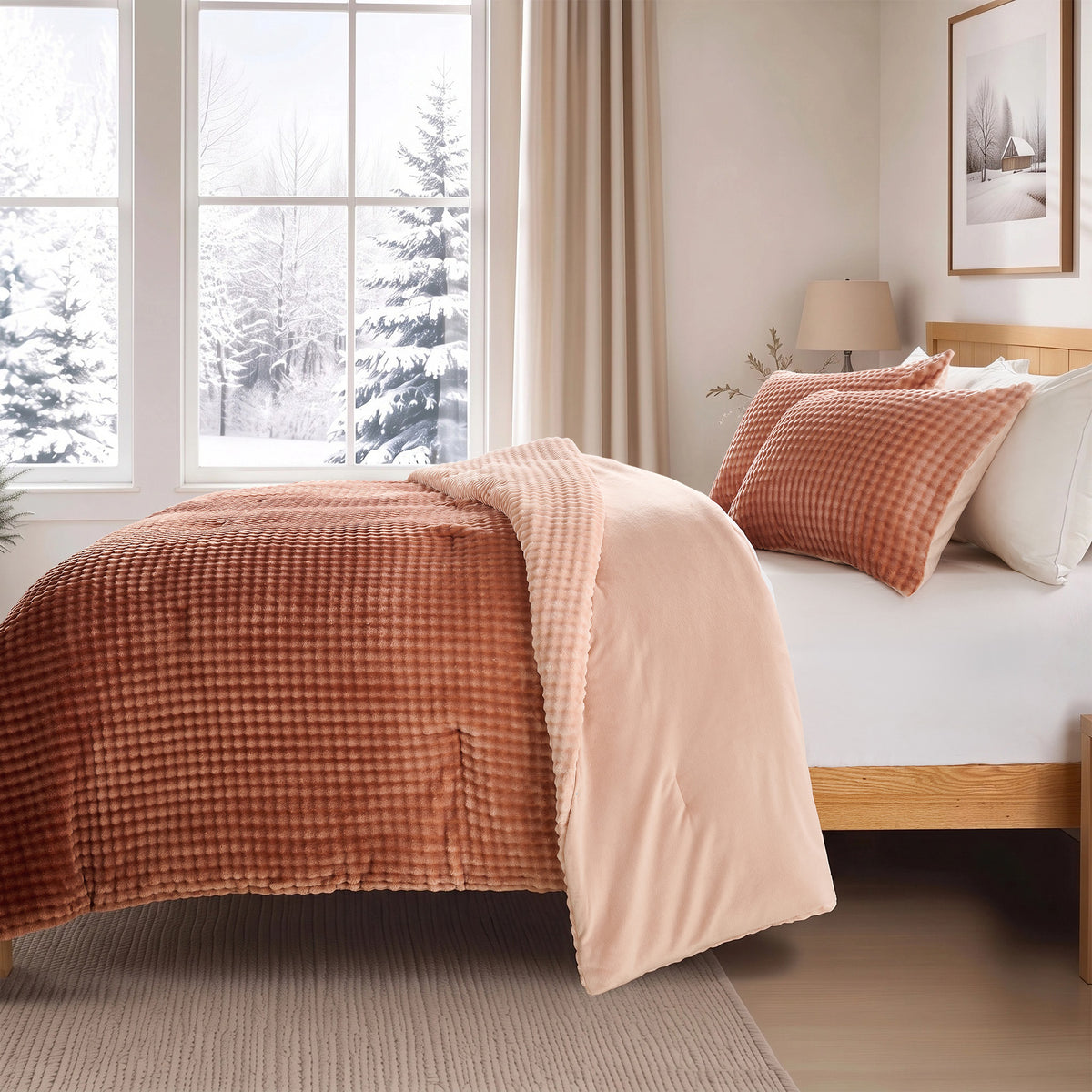 Bubble Plush Fluffy Ombre Comforter Set