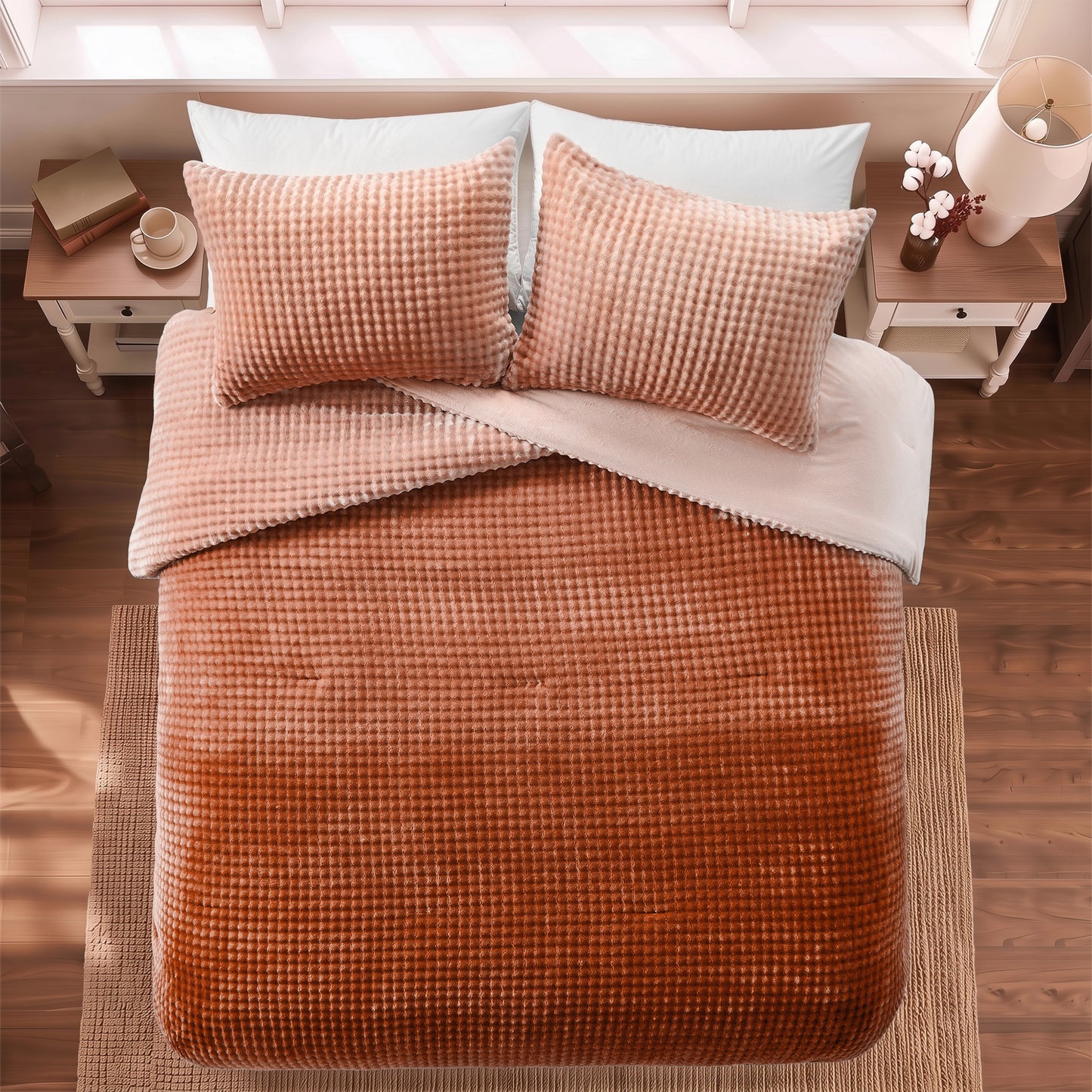 Bubble Plush Fluffy Ombre Comforter Set