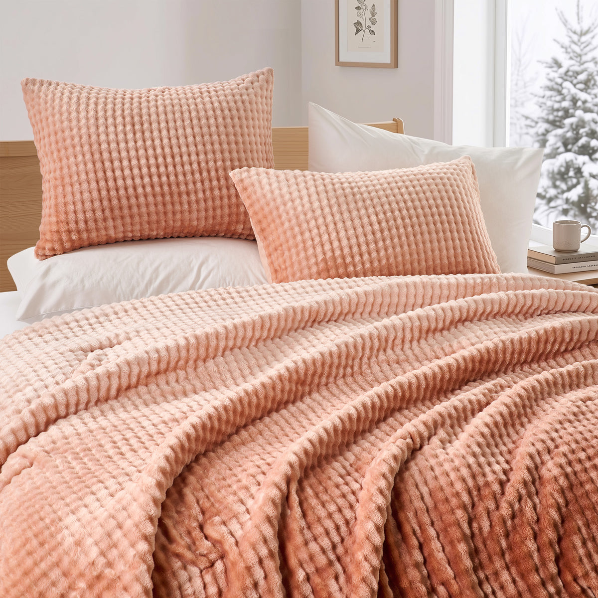 Bubble Plush Fluffy Ombre Comforter Set