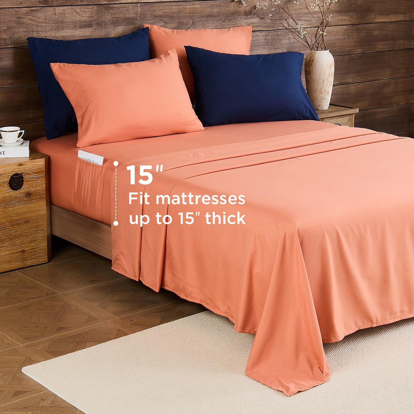 Oversized Medallion Print Comforter Set with Sheets and Side Pockets