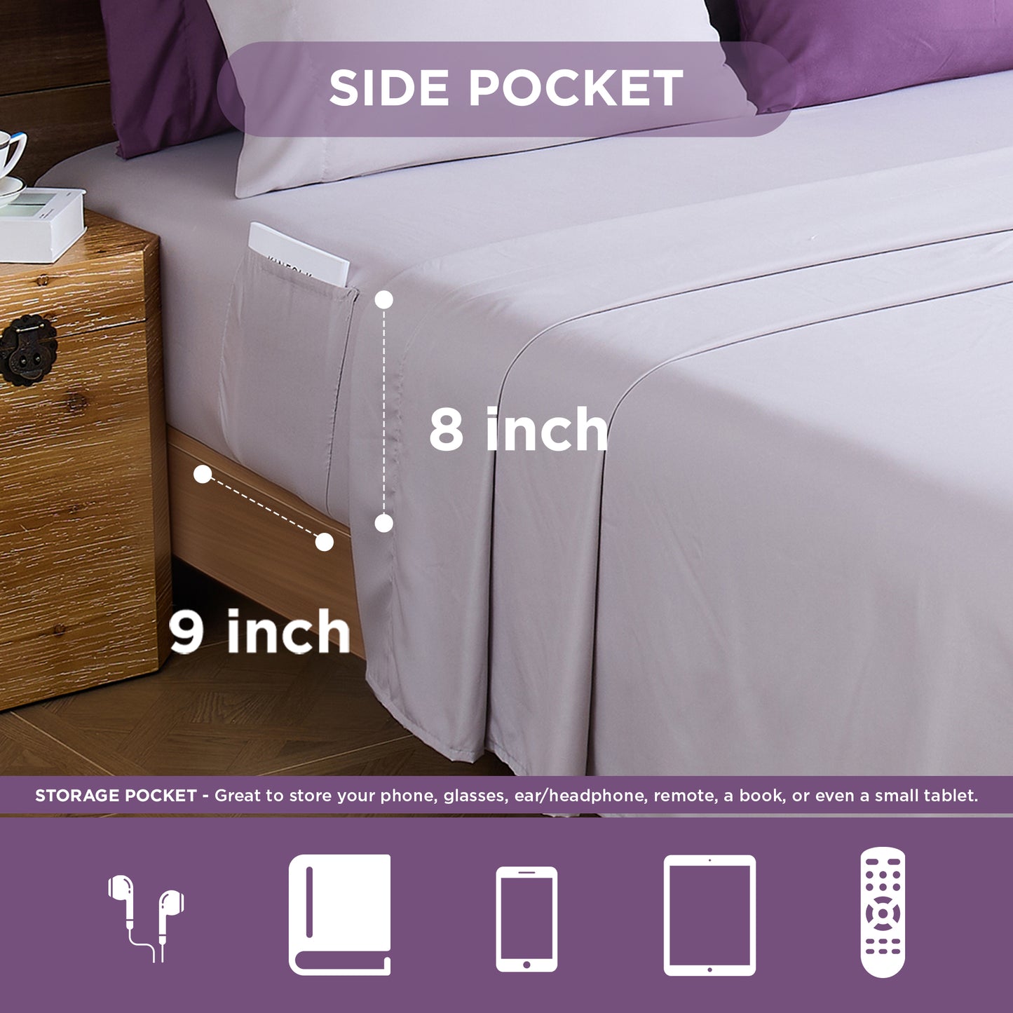 Oversized Medallion Print Comforter Set with Sheets and Side Pockets