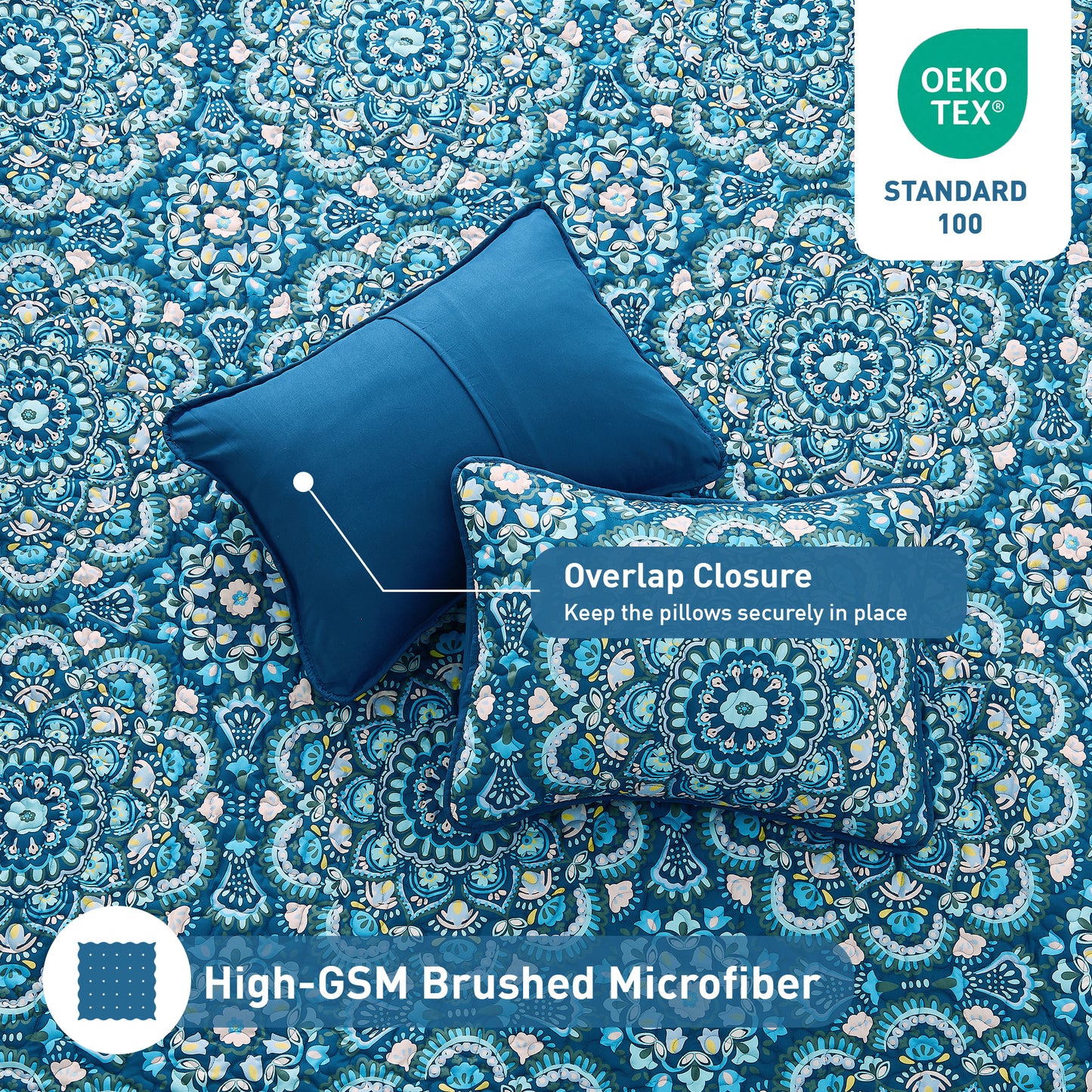 Boho Medallion Reversible Bedspread Quilted Bedding Set
