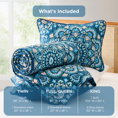 Boho Medallion Reversible Bedspread Quilted Bedding Set