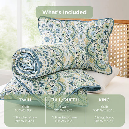 Boho Medallion Reversible Bedspread Quilted Bedding Set