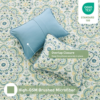 Boho Medallion Reversible Bedspread Quilted Bedding Set