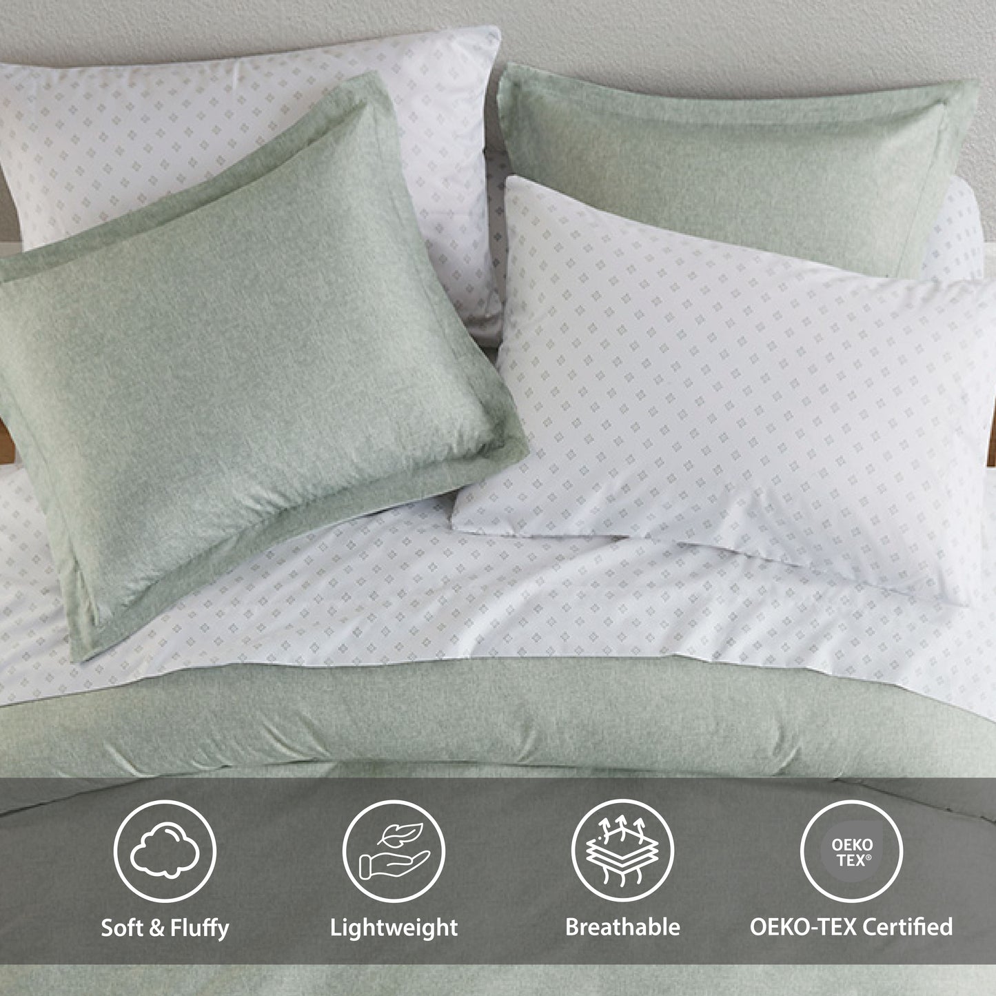 Chambray Print Microfiber Comforter Set with Bed Sheets