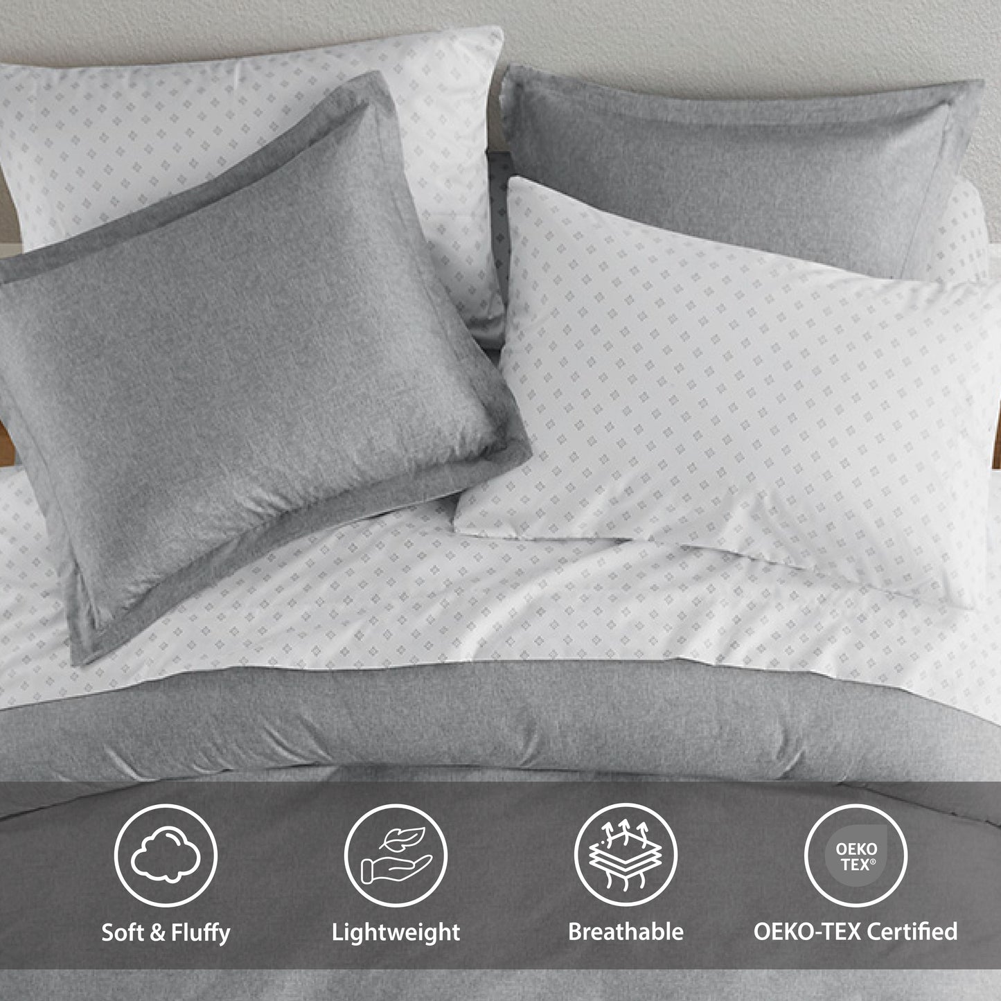 Chambray Print Microfiber Comforter Set with Bed Sheets