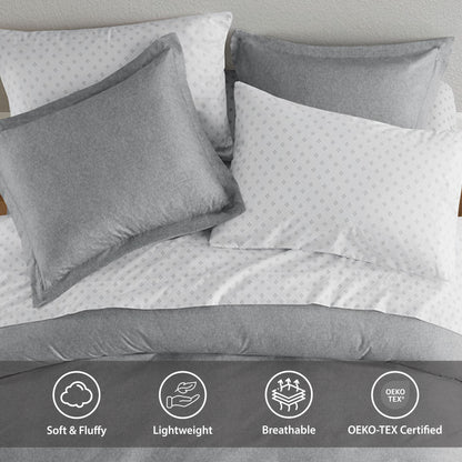 Chambray Print Microfiber Comforter Set with Bed Sheets