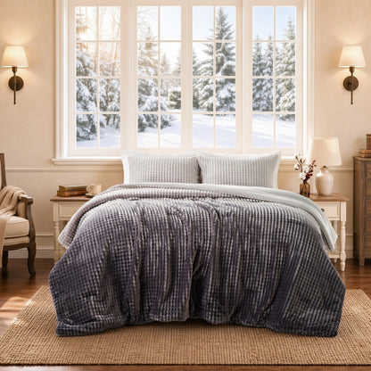 Bubble Plush Fluffy Ombre Comforter Set