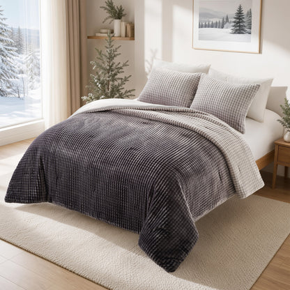 Bubble Plush Fluffy Ombre Comforter Set