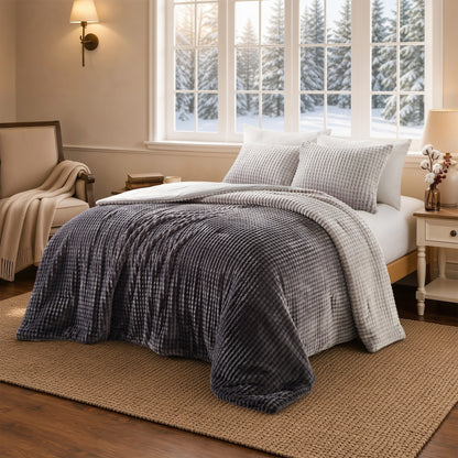 Bubble Plush Fluffy Ombre Comforter Set