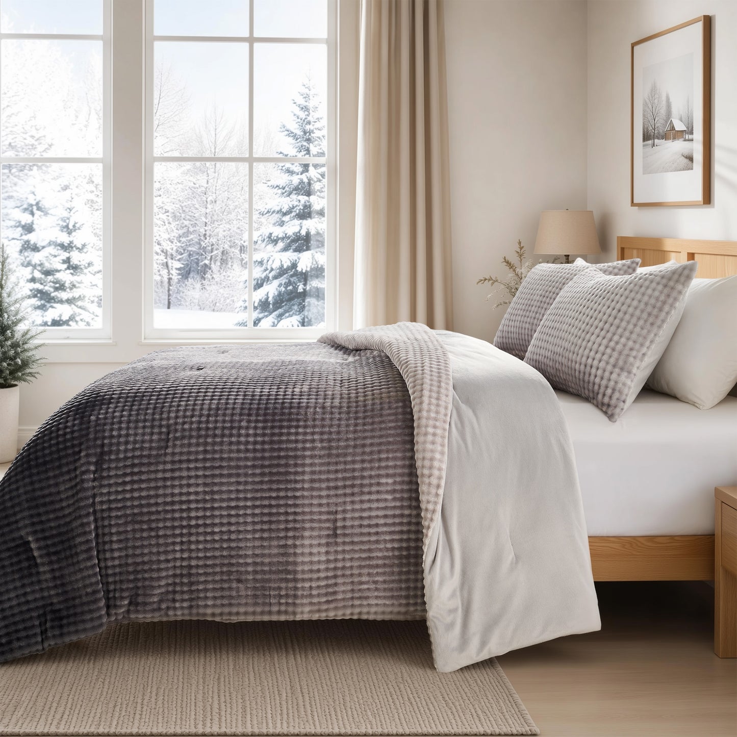 Bubble Plush Fluffy Ombre Comforter Set