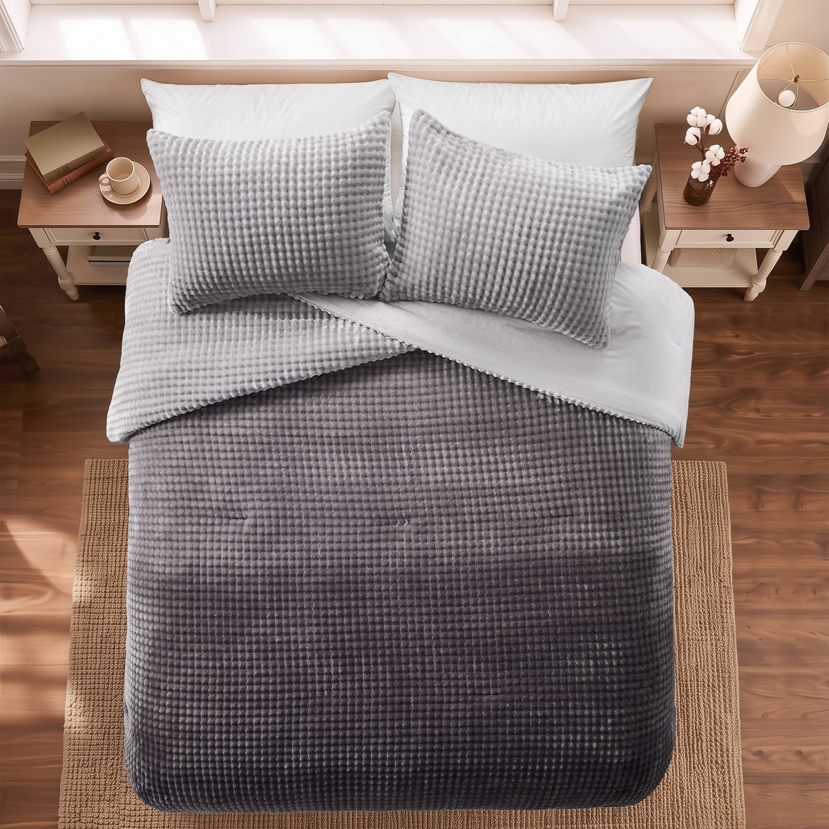 Bubble Plush Fluffy Ombre Comforter Set