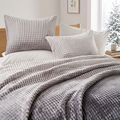 Bubble Plush Fluffy Ombre Comforter Set