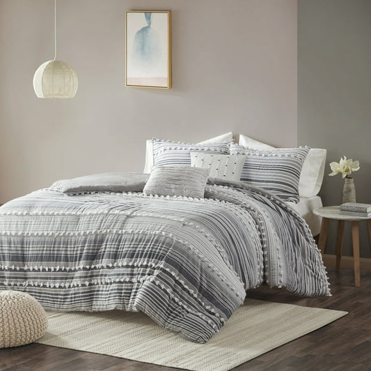 Jacquard Yarn-Dyed Stripes Cotton Duvet Cover Set