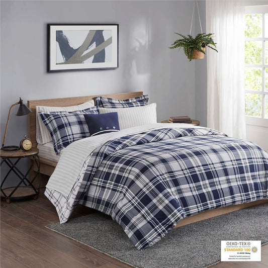 8 Piece Comforter Set with Bed Sheets, Navy