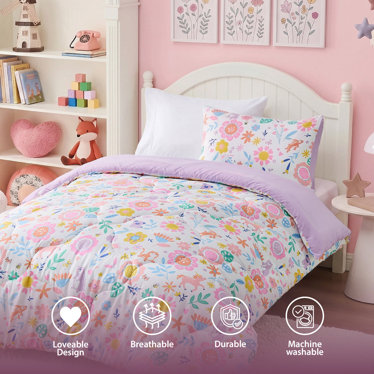 Sally Pink Floral Comforter Mini Set