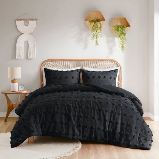 Clip Jacquard Pompoms Comforter Set