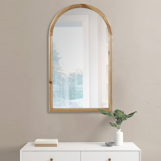 Arched Wood Wall Mirror