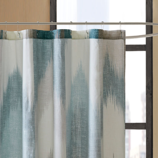 Alpine Aqua  Cotton Printed Bathroom Shower Curtains