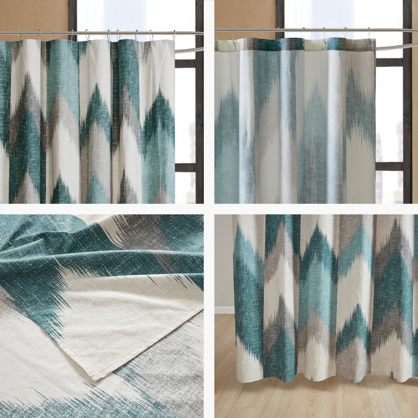 200 thread count Cotton Chevron Printed Bathroom Shower Curtains