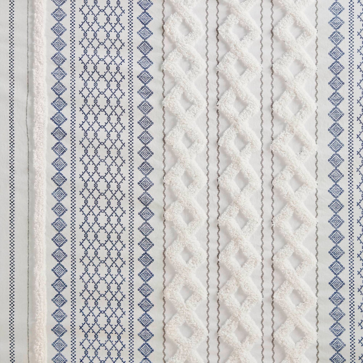 Aztec Printed Shower Curtains with Chenille Stripe Trim, Cotton Shower Curtain