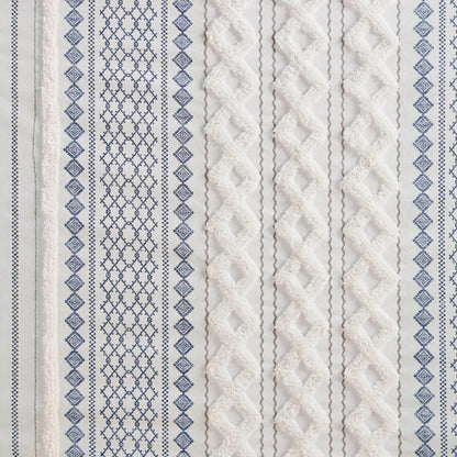 Aztec Printed Shower Curtains with Chenille Stripe Trim, Cotton Shower Curtain