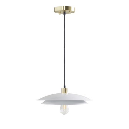 2-Tier Layered Shade Pendant, Gold/White