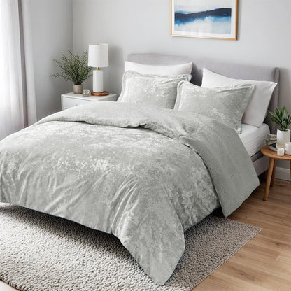 3 Piece Crushed Velvet Sherpa Bedding Set, Reversible Comforter Set