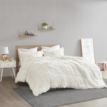 Solid Shaggy Long Fur Comforter Mini Set
