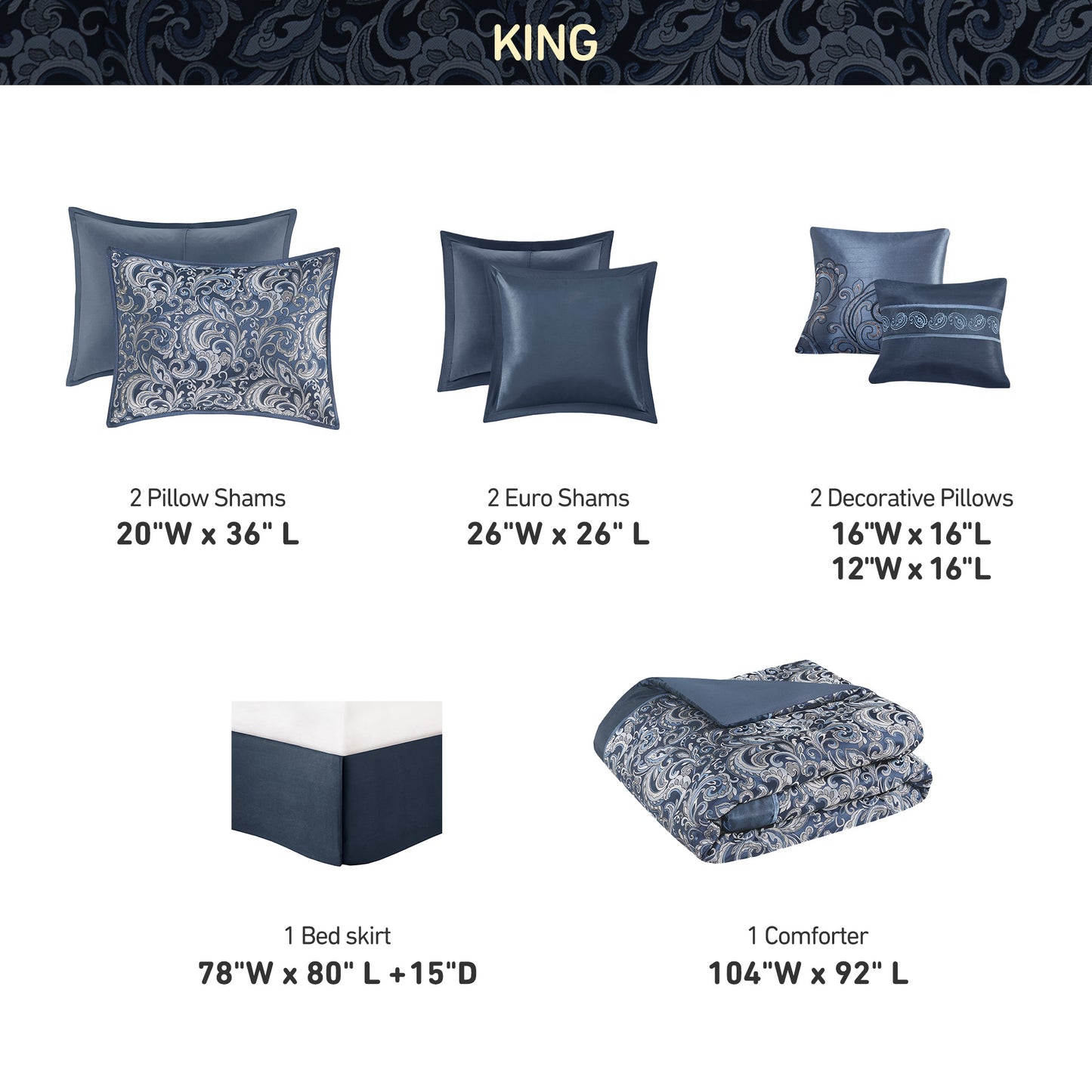 Jacquard Comforter Set with Bedskirt and Decor Pillows