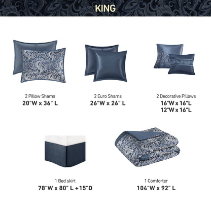 Jacquard Comforter Set with Bedskirt and Decor Pillows