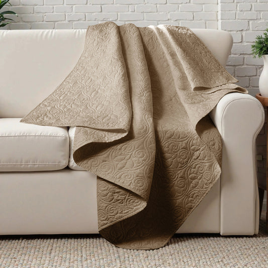 Oversized Cotton Filled Quilted Throw
