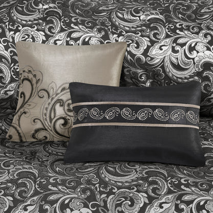 Room in a Bag Jacquard Paisley Pattern Conforter Set with Comforter, Bedskirt, Bed Sheets, Curtains, Pillowcases